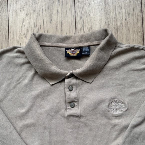 Harley-Davidson Other - Harley Davidson Men’s Polo Long Sleeve Shirt 2XL Tan Brown Motorcycle Collared